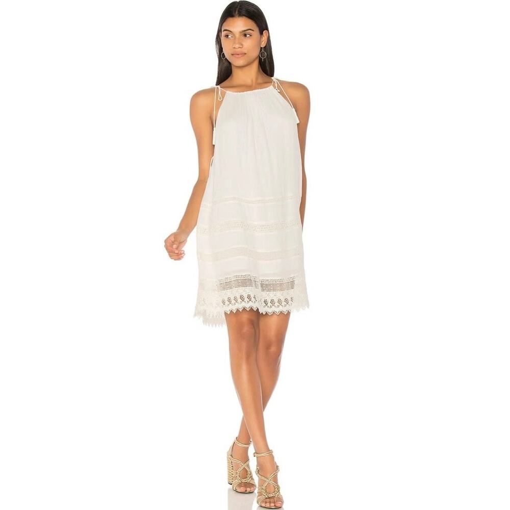Alice + Olivia White Crochet Embroidered Danna Mini Dress Size Small